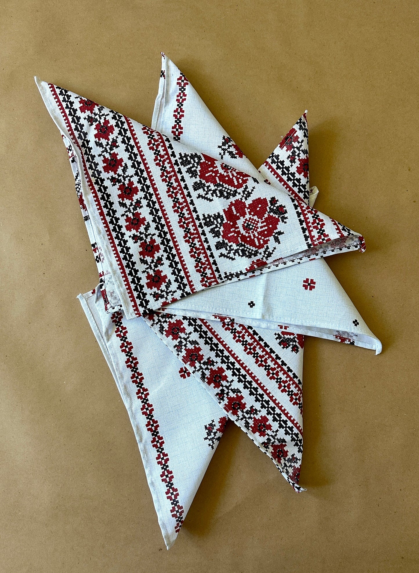 Modern Ukrainian Table Napkins and Tea Towels with Floral Ukrainian Motifs