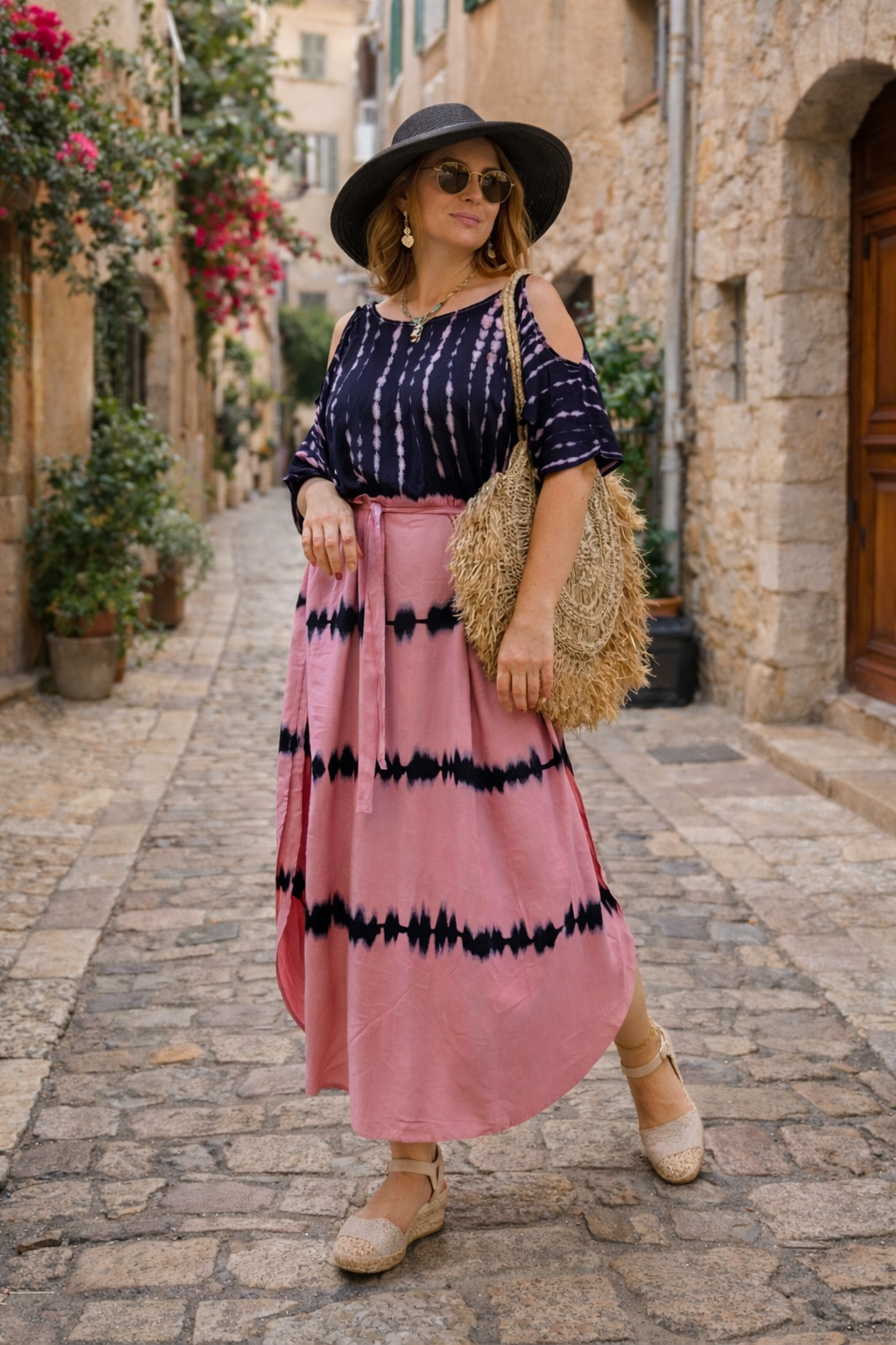 Lounge Wear Summer Dress with Tie-Dye Print