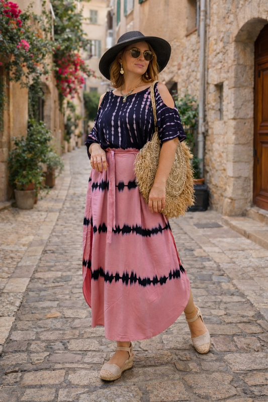 Lounge Wear Summer Dress with Tie-Dye Print
