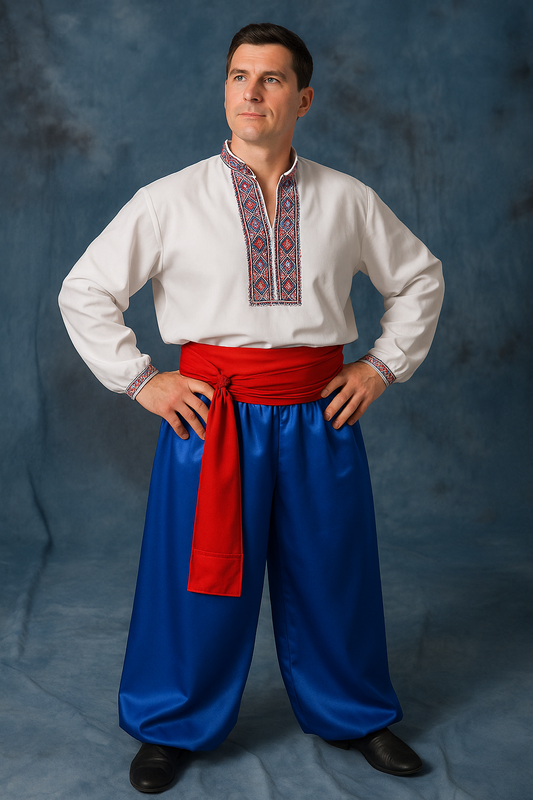 Blue Adult Ukrainian Cossack Pants Sharovary for Men