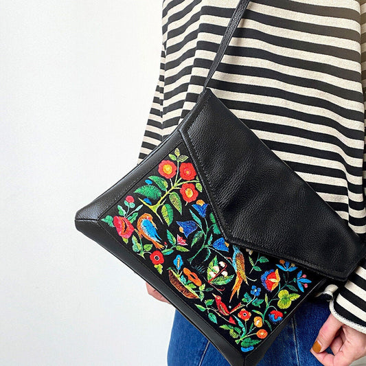 Ukrainian Clutch Crossbody Bag with Bold Ukrainian Ornament - 7 designs