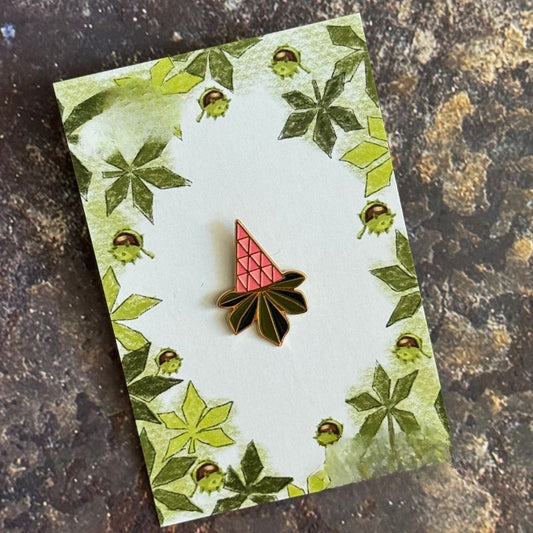 Kyiv Chestnut Blossom Enamel Pin – Pink Pyramid Flower Design