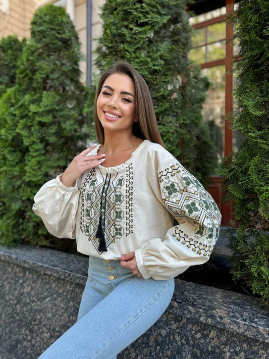 Elegant Boho Blouse with Flower Embroidery Vyshyvanka for Women