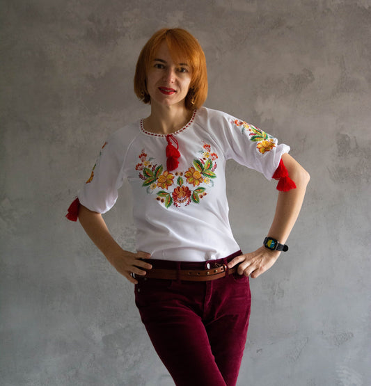 XXS-6XL Modern Ukrainian Vyshyvanka for Women with Flower Embroidery