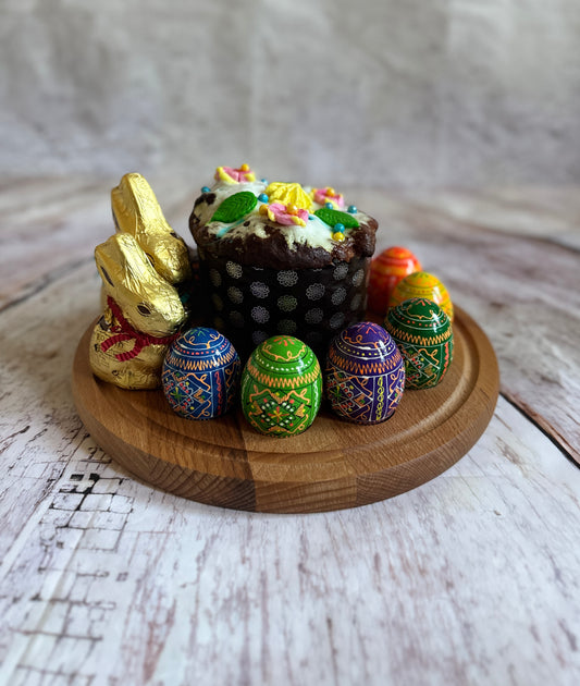 Wooden Stand for Easter Eggs and Paska Bread Solid Oak Wood