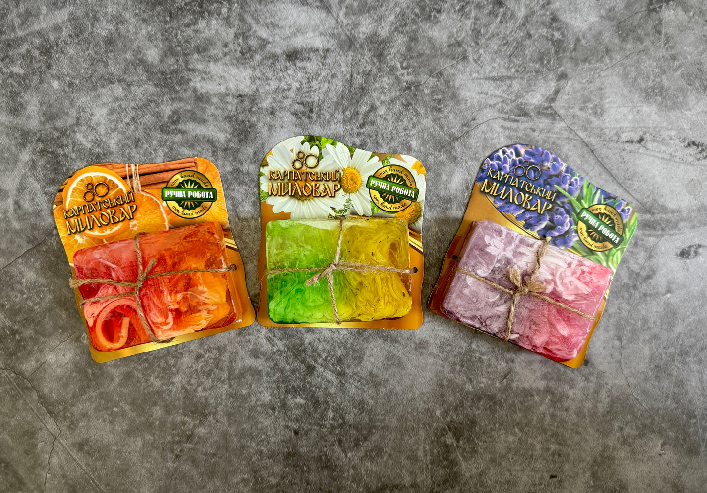 Natural Soap Gift Box – Artisan Carpathian Soaps with Chamomile, Lavender, and Orange Cinnamon