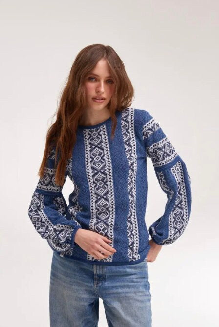 Modern Knitted Ukrainian Blouse with Crochet Details  Elegant and Versatile