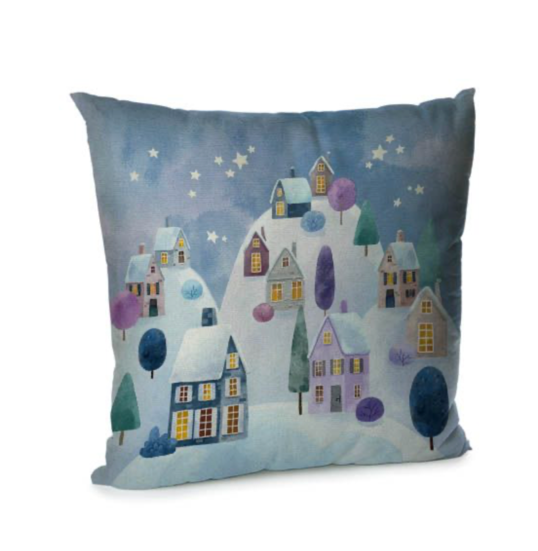 Velvet Decorative Pillow Case with Chritmas Ukrainian Print