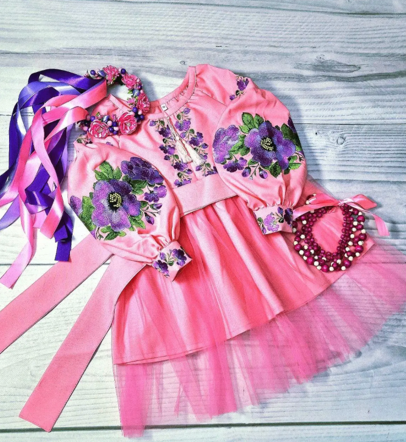3-12YO Charming Ukrainian Embroidered Dress for Girls