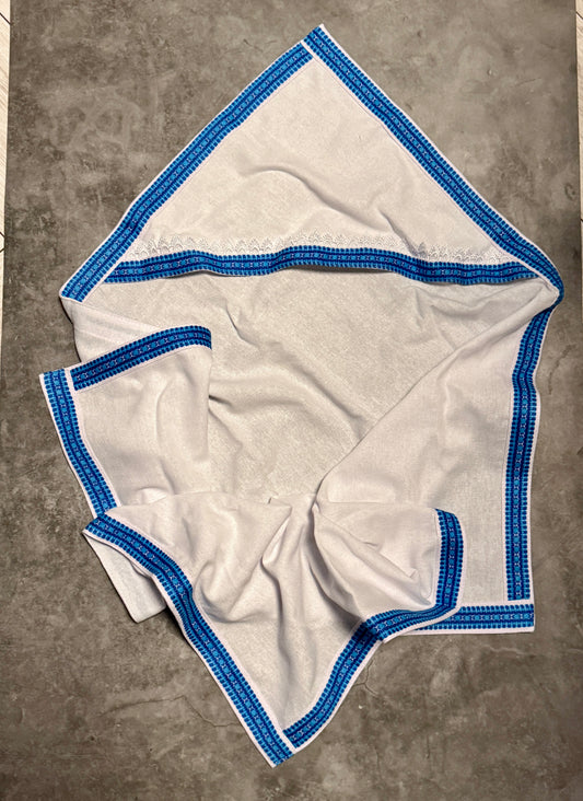 Traditional Blue Cotton Ukrainian Kryzmo for Christening