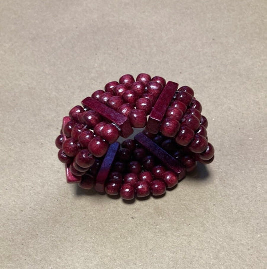 Traditional Ukrainian Wooden Bracelet – Timeless Elegance in Vibrant Red