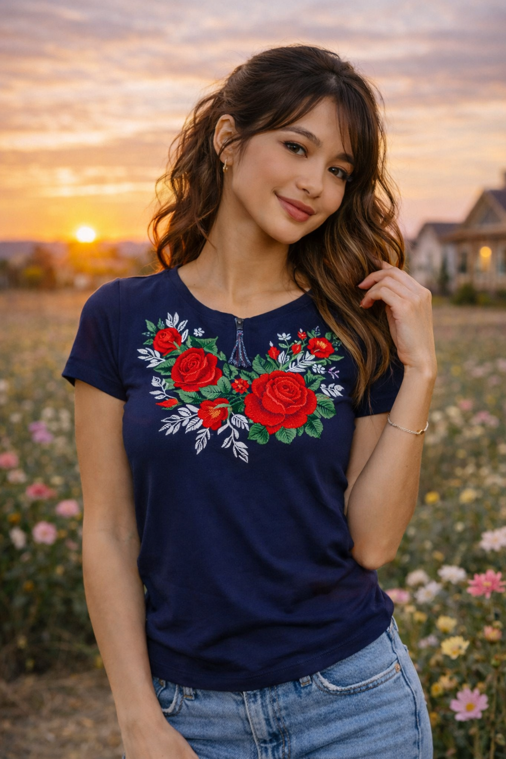 S-3XL Boho Ukrainian T-Shirt with Floral Embroidery