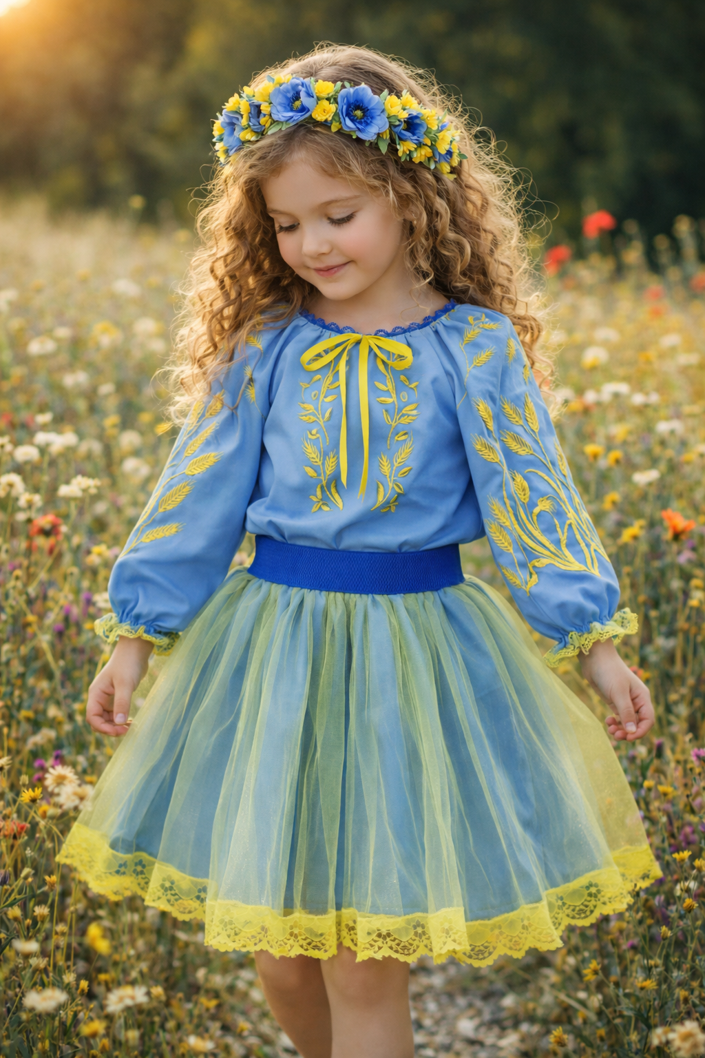 Ukrainian Traditional Costume with Vyshyvanka for Girls