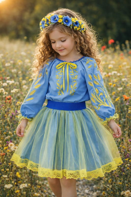 Ukrainian Traditional Costume with Vyshyvanka for Girls