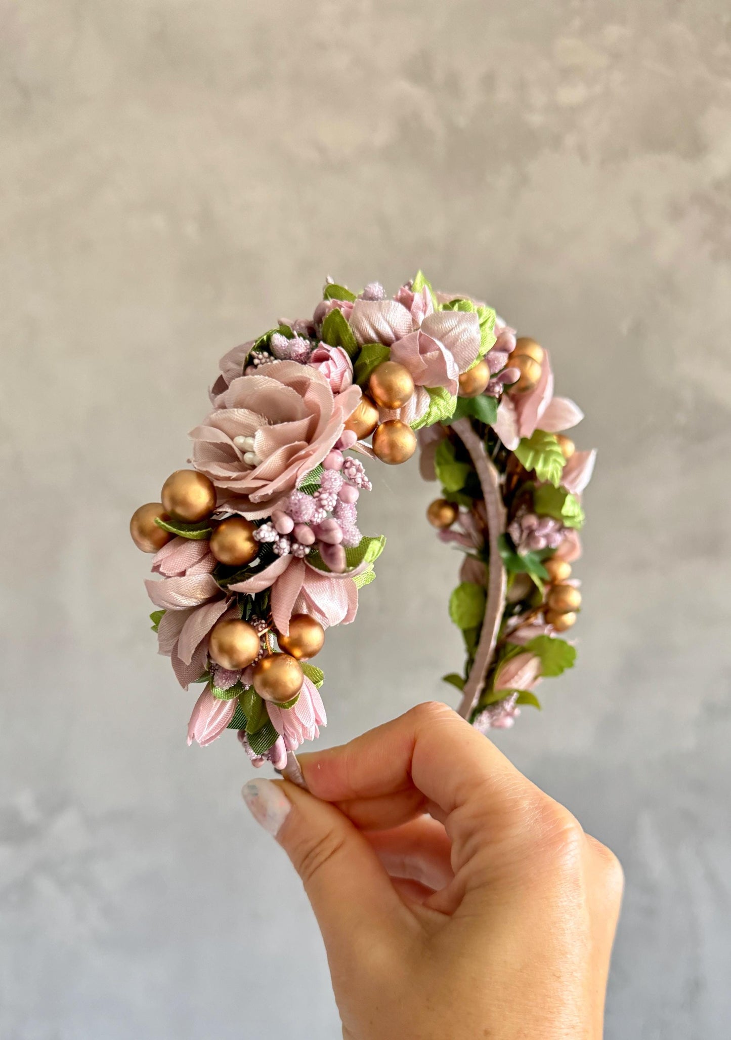 Luxury Modern Handmade Dusty Pink Ukrainian Floral Crown