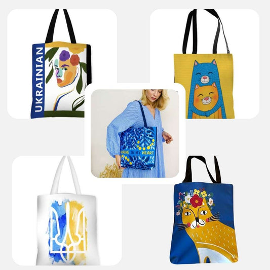 Cotton Shopper Eco Bag with Zipper Ukrainian Gift 9 designs