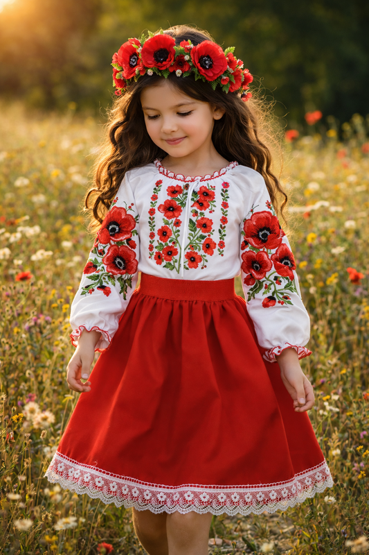 National Traditional Ukrainian Folk Costume for Girls