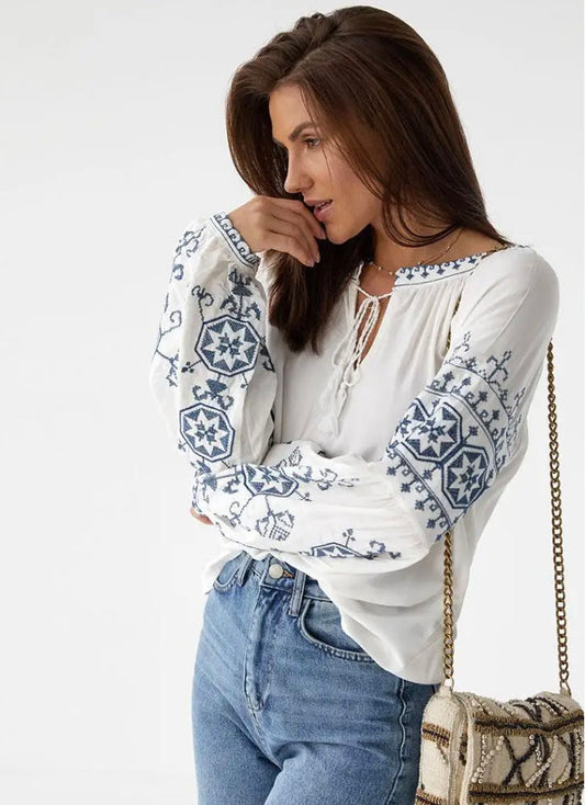 Bohemian Style Embroidered Blouse, A Touch of Bohemian Elegance