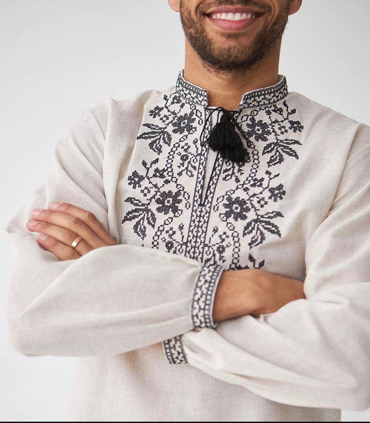 XXS-7XL Embriodered Linen Sorochka Traditional Ukrainian Shirt for Men