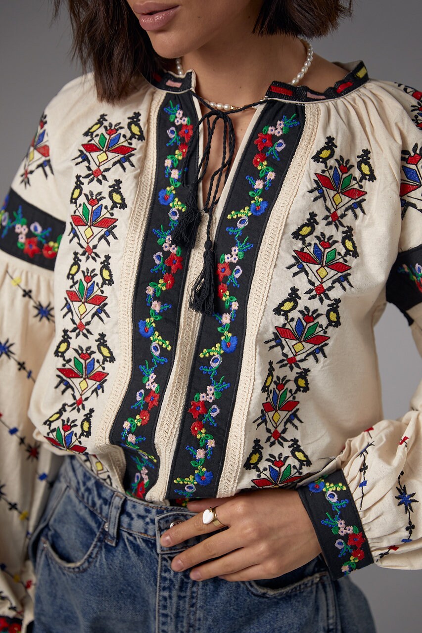 Elegant Bohemian Blouse with Flower Embroidery Timeless Elegance with Ukrainian Heritage