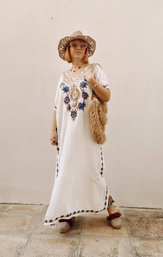 Elegant Oversize Summer Robe with Embroidery Maxi Gown Home Wear
