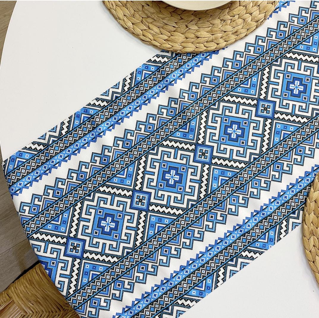 Table Runner with Traditional Ukrainian Motif Available in 2 Colors