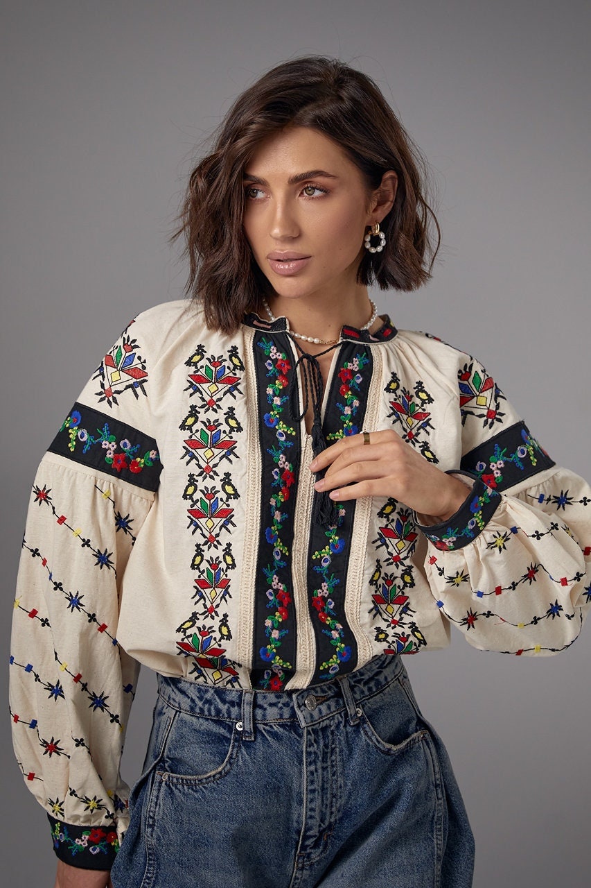 Elegant Bohemian Blouse with Flower Embroidery Timeless Elegance with Ukrainian Heritage