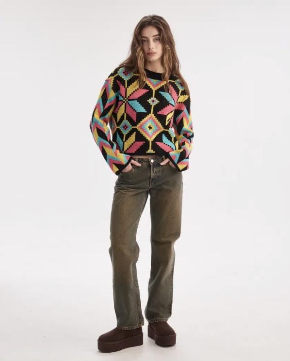Artisitc Multicolor Geometric Oversize Sweater – High-Quality Craftsmanship from Ukraine