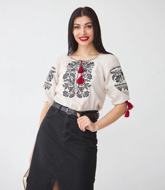 XXS-5XL Linen Embroidered Blouse Celebrate Timeless Beauty of Ukrainian Craftsmanship