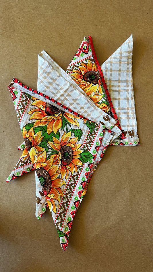 Bright Set of Ukrainian Table Napkins with Sunflower Motif