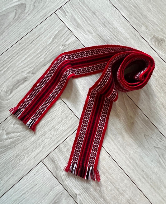 Traditional Ukrainian Red Kraika Belt – Perfect Accessory for Folk Costumes