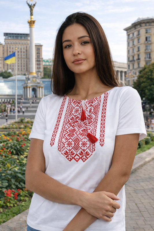 S-3XL Ethnic Ukrainian Embroidery White Boho Ukrainian T-Shirt