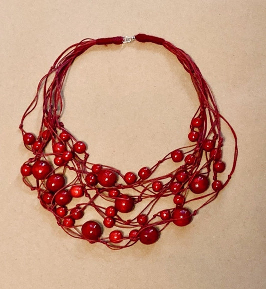 Red Artisan Ukrainian Namisto Necklace