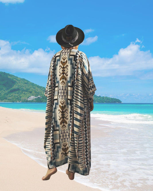 Elegant Oversize Summer Robe Native American Prints with a Boho Festival Vibe