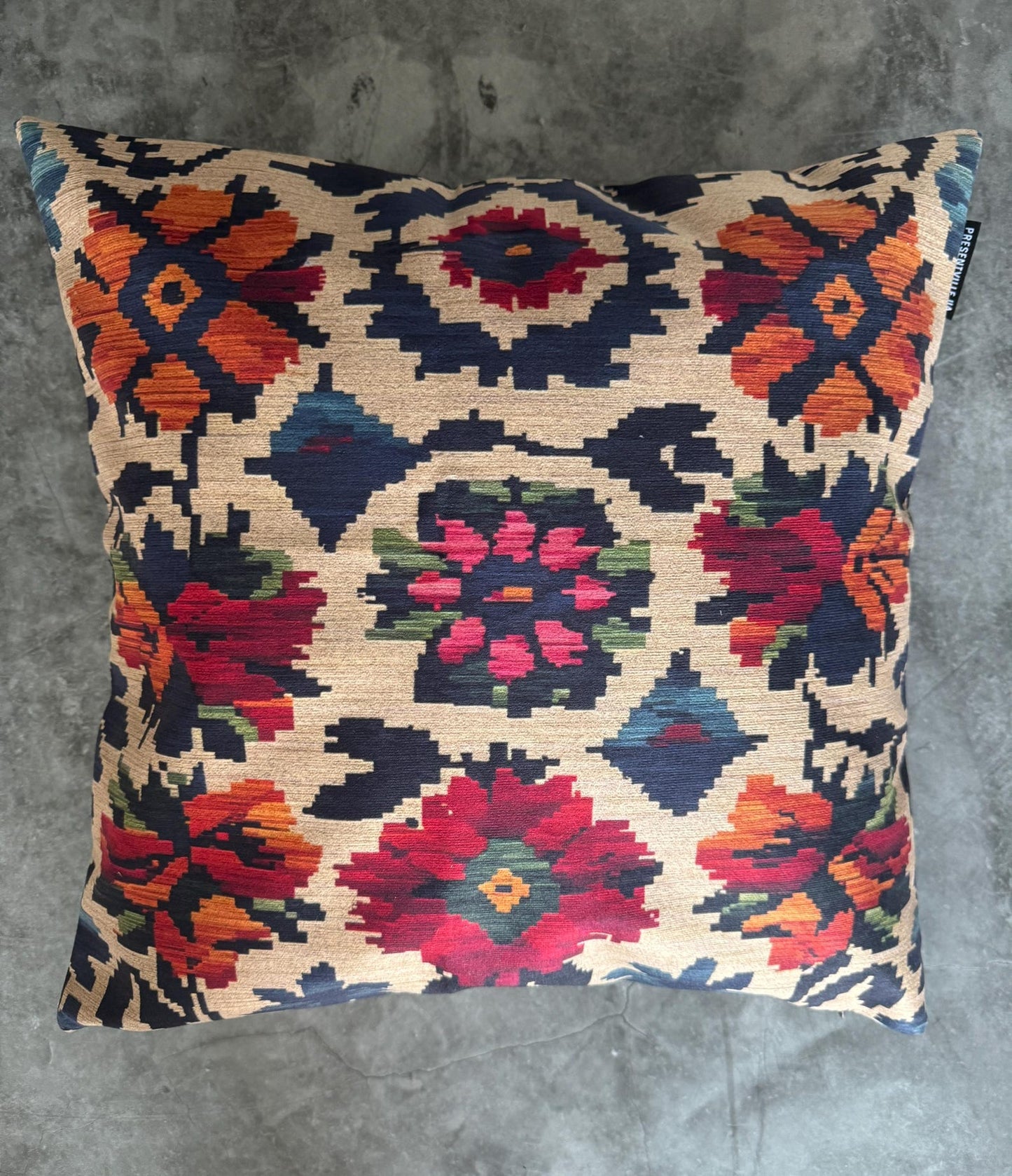 Velvet Decorative Pillow Case with Ethnic Ukrainian Print 5 Designs