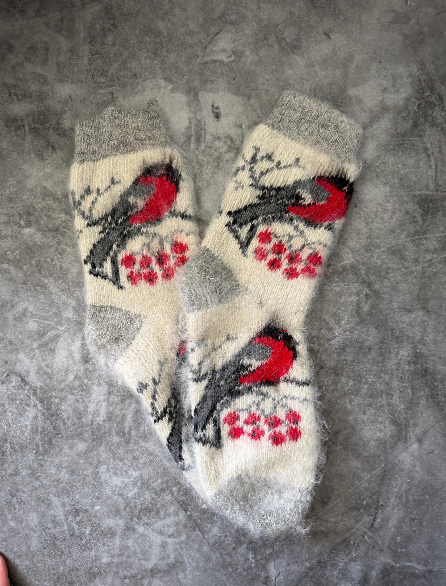 Warm Goat Down Socks with Winter Motif