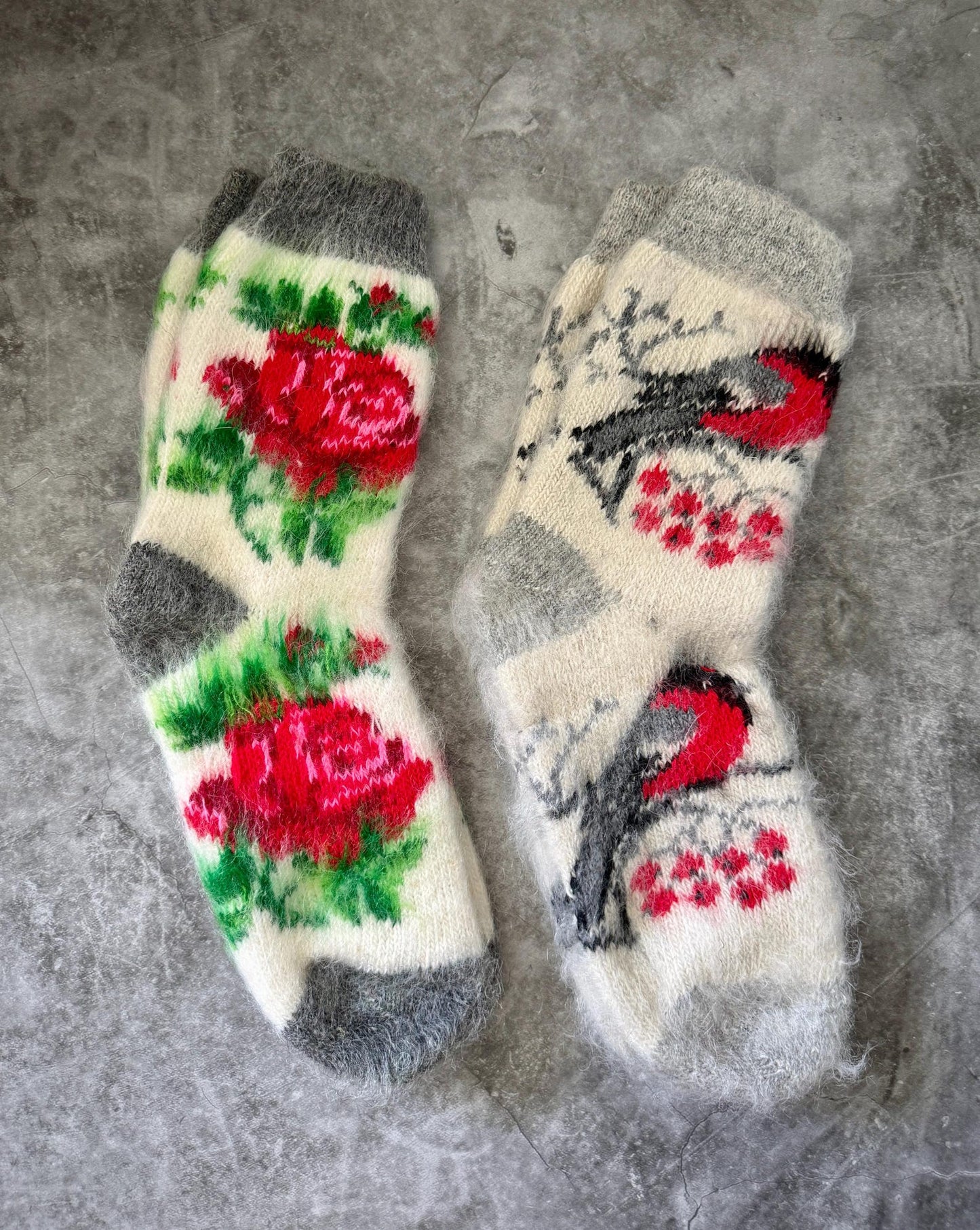 Warm Goat Down Socks with Winter Motif
