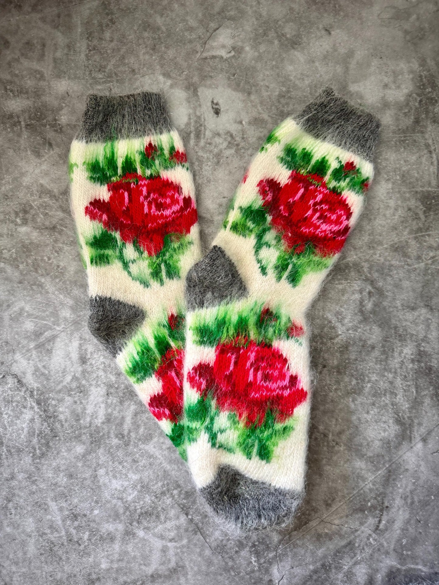 Warm Goat Down Socks with Winter Motif
