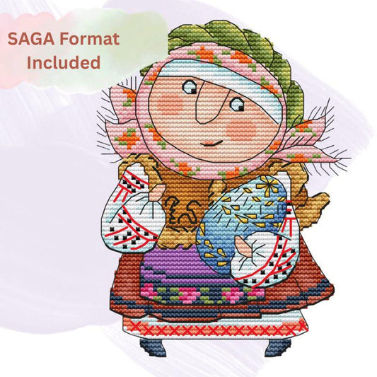 Ukrainian Folk Cross Stitch Girl Pattern