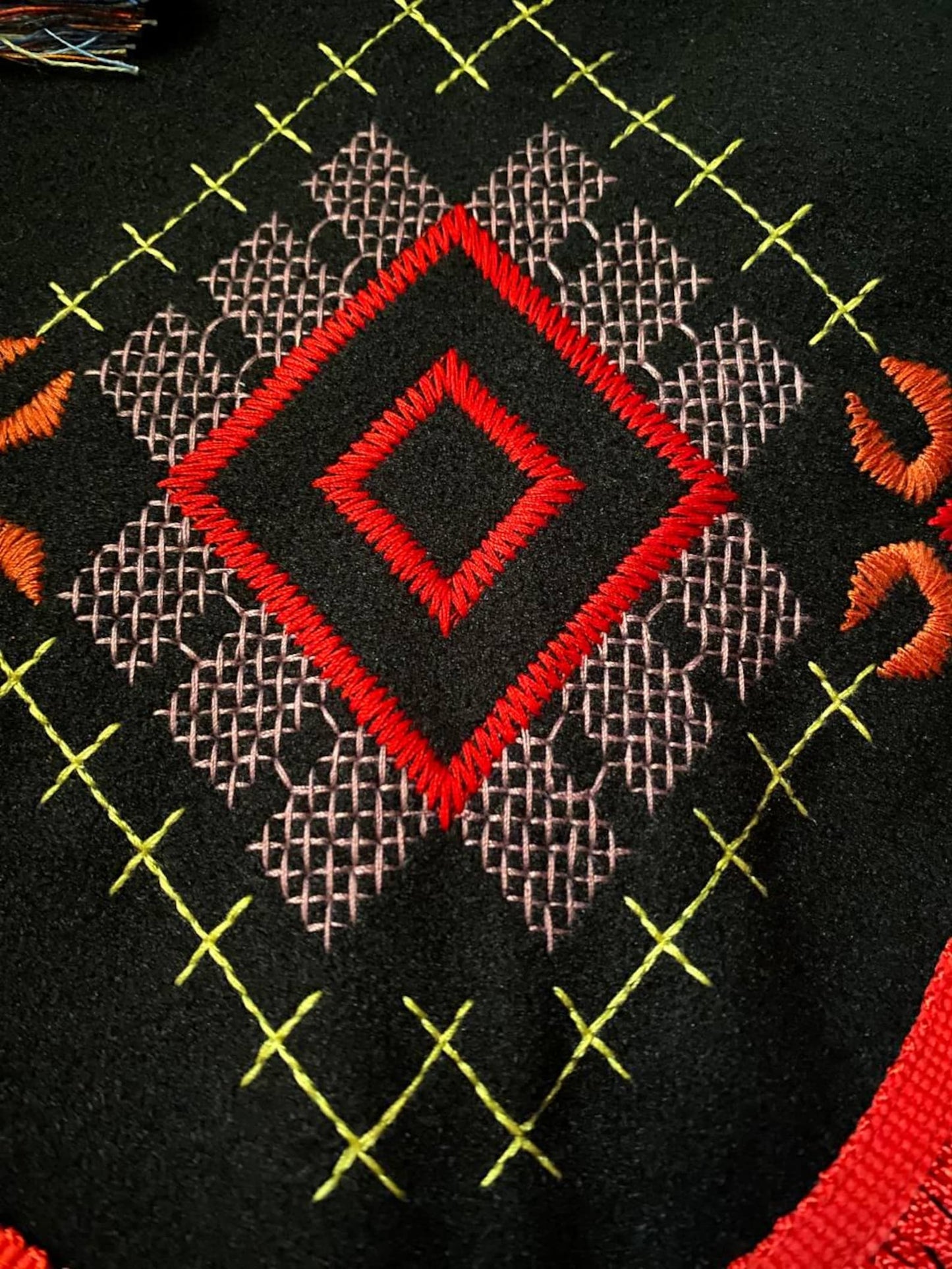 Charming Folk Style Jacket with Geometric Embroidery and Tassels