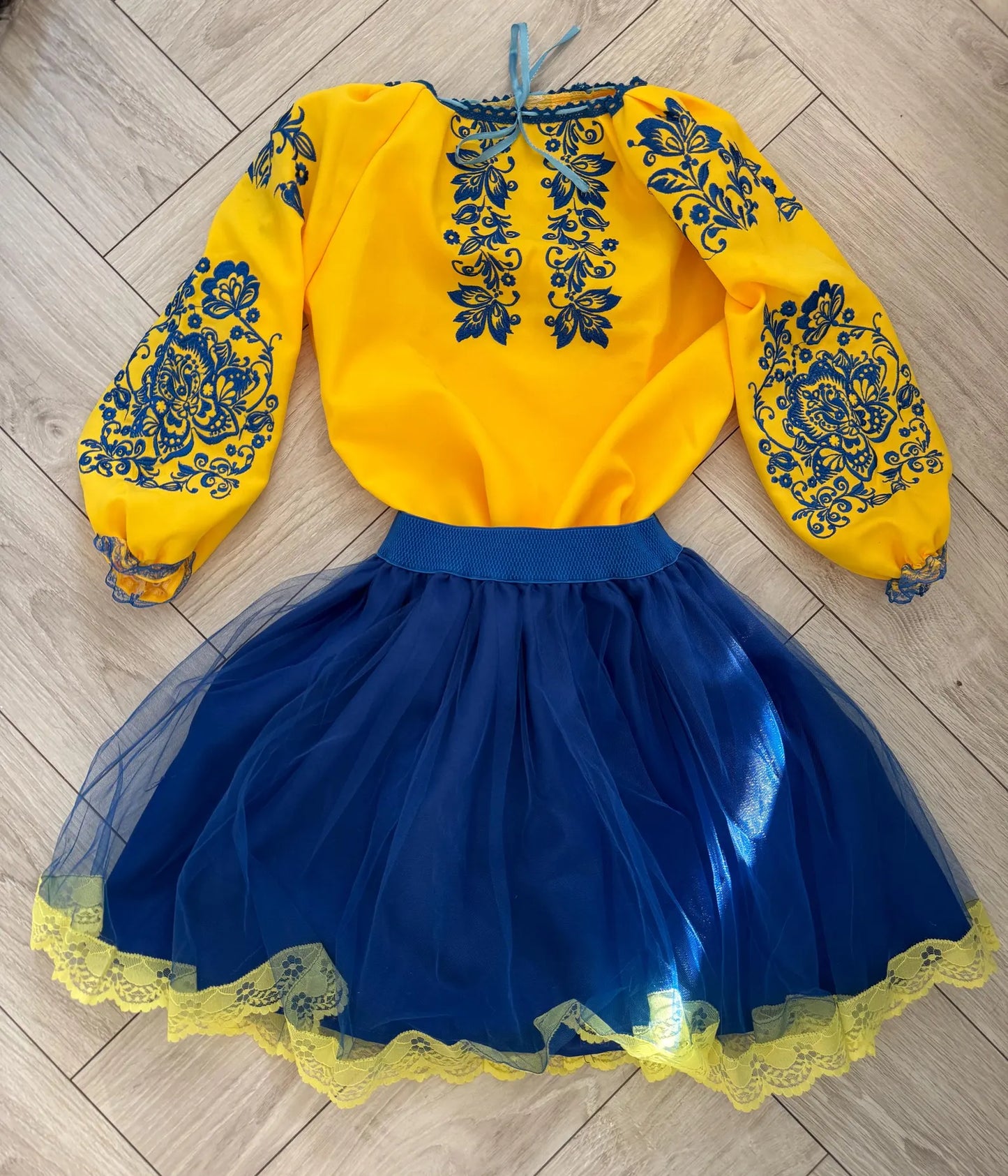 Ukrainian Traditional Costume with Vyshyvanka for Girls In Blue