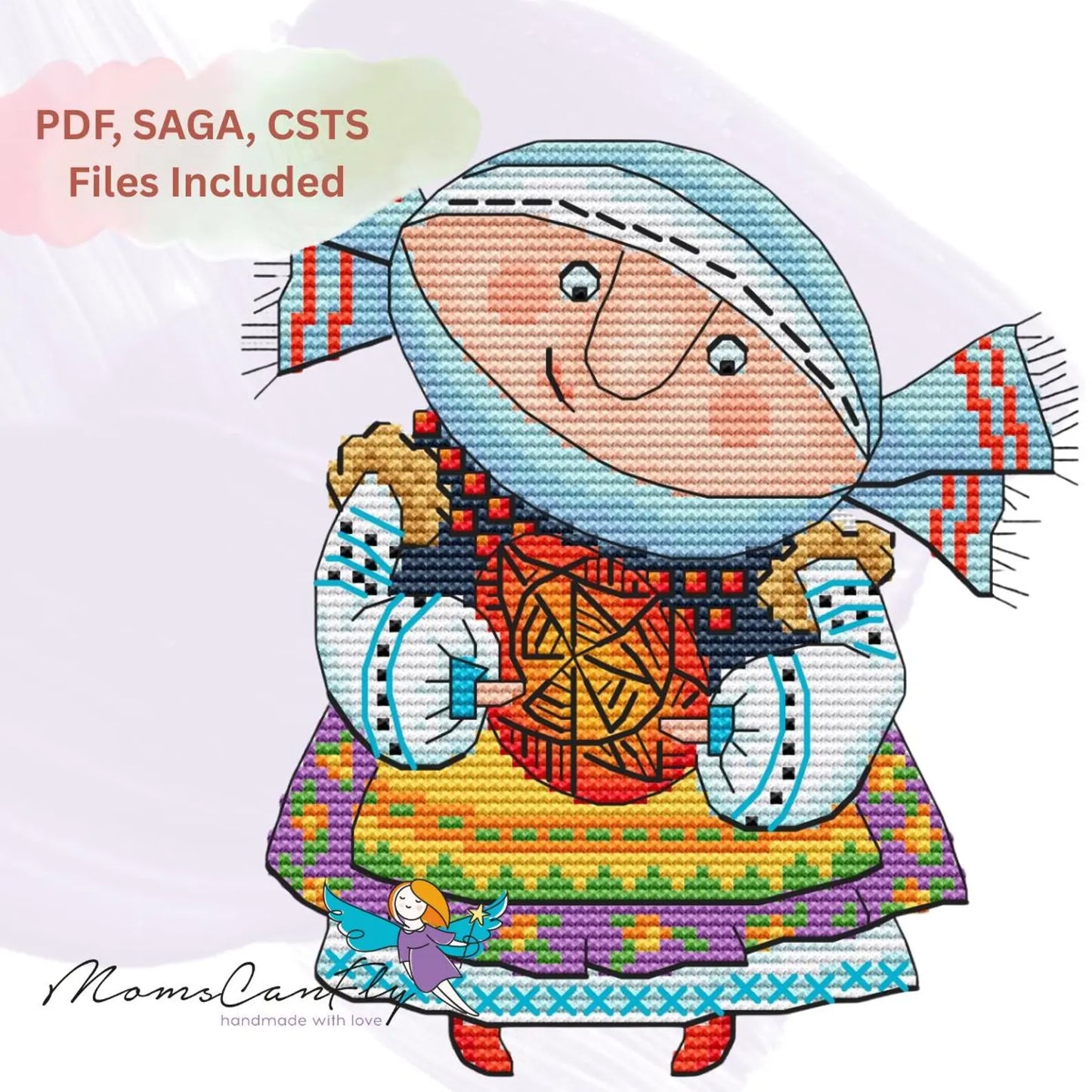 Ukrainian Girl Pattern with Easter Egg Cross Stitch PDF