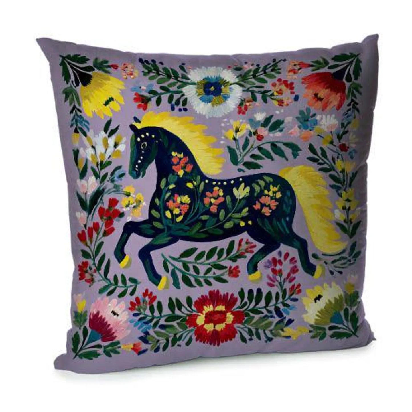 Velvet Horse Motif Decorative Pillowcase – Folk-Inspired Design for the Year of the Horse