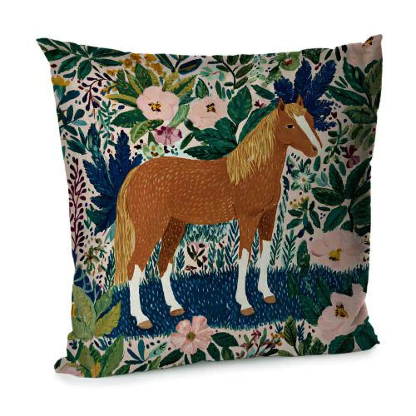 Velvet Horse Motif Decorative Pillowcase – Folk-Inspired Design for the Year of the Horse