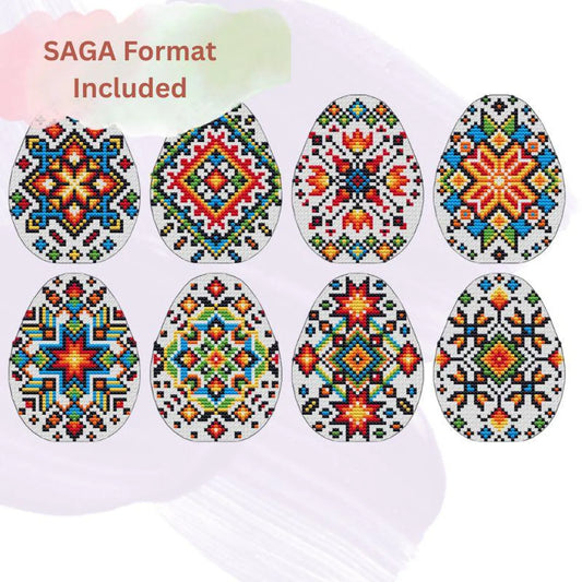 Ukrainian Pysanka Easter Egg Embroidery Pattern Set