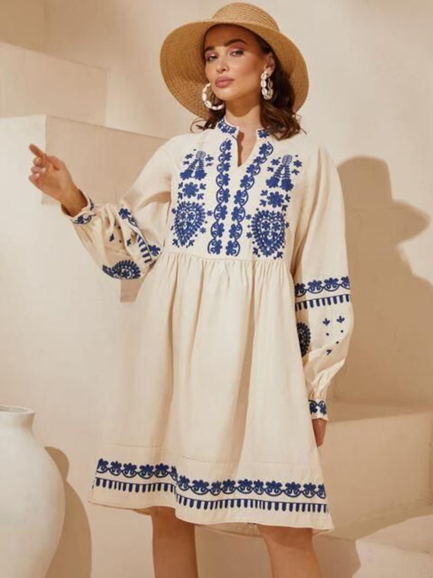 Glamorous Embroidered Oversize Resort Kaftan Dress