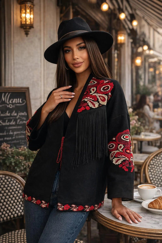 Elegant Embroidered Jacket with Folk Motifs