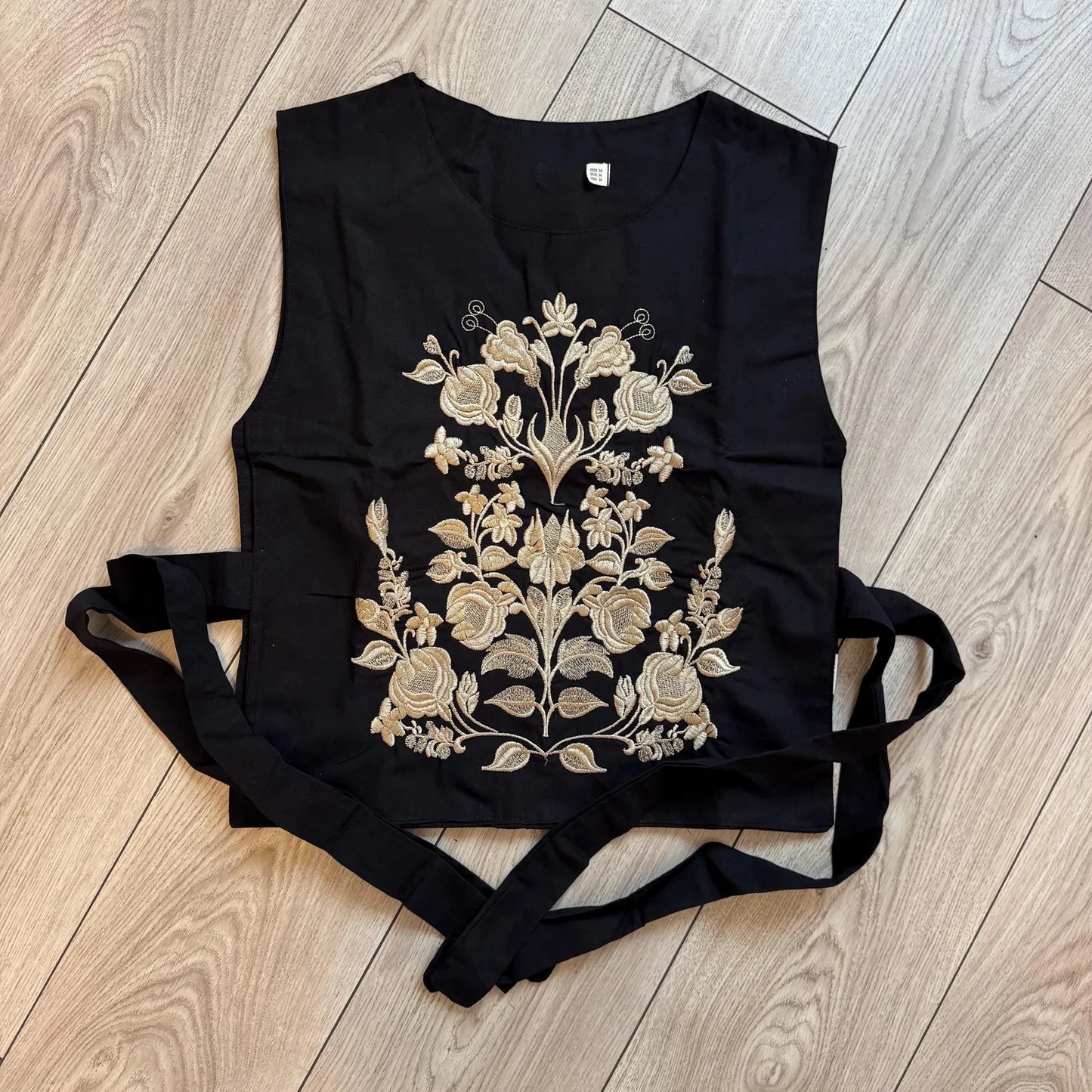 Elegant Black Embroidered Floral Ukrainian Folk Vest Manishka