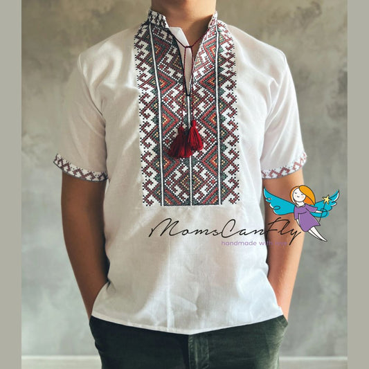 XXS-7XL Short-Sleeve Embroidered Vyshyvanka Shirt for Men – Classic Elegance