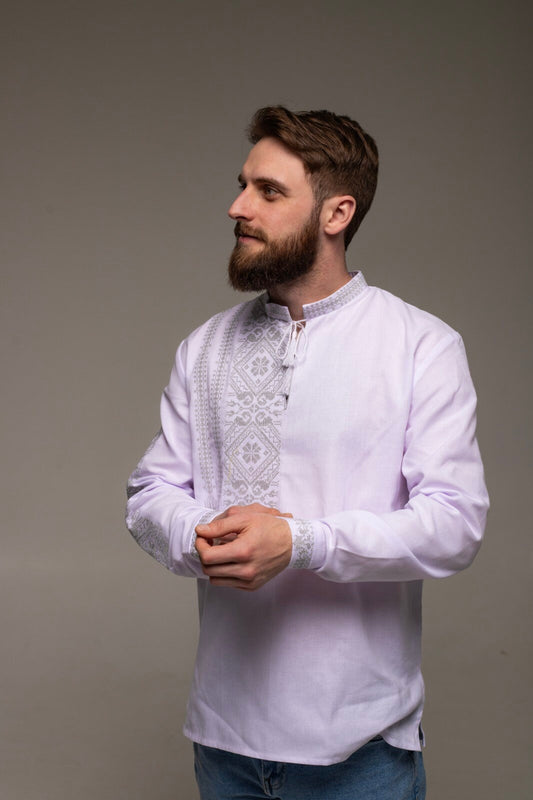 XS-5XL Men's White Embriodered Sorochka Shirt with Embroidery Vyshyvanka for Men